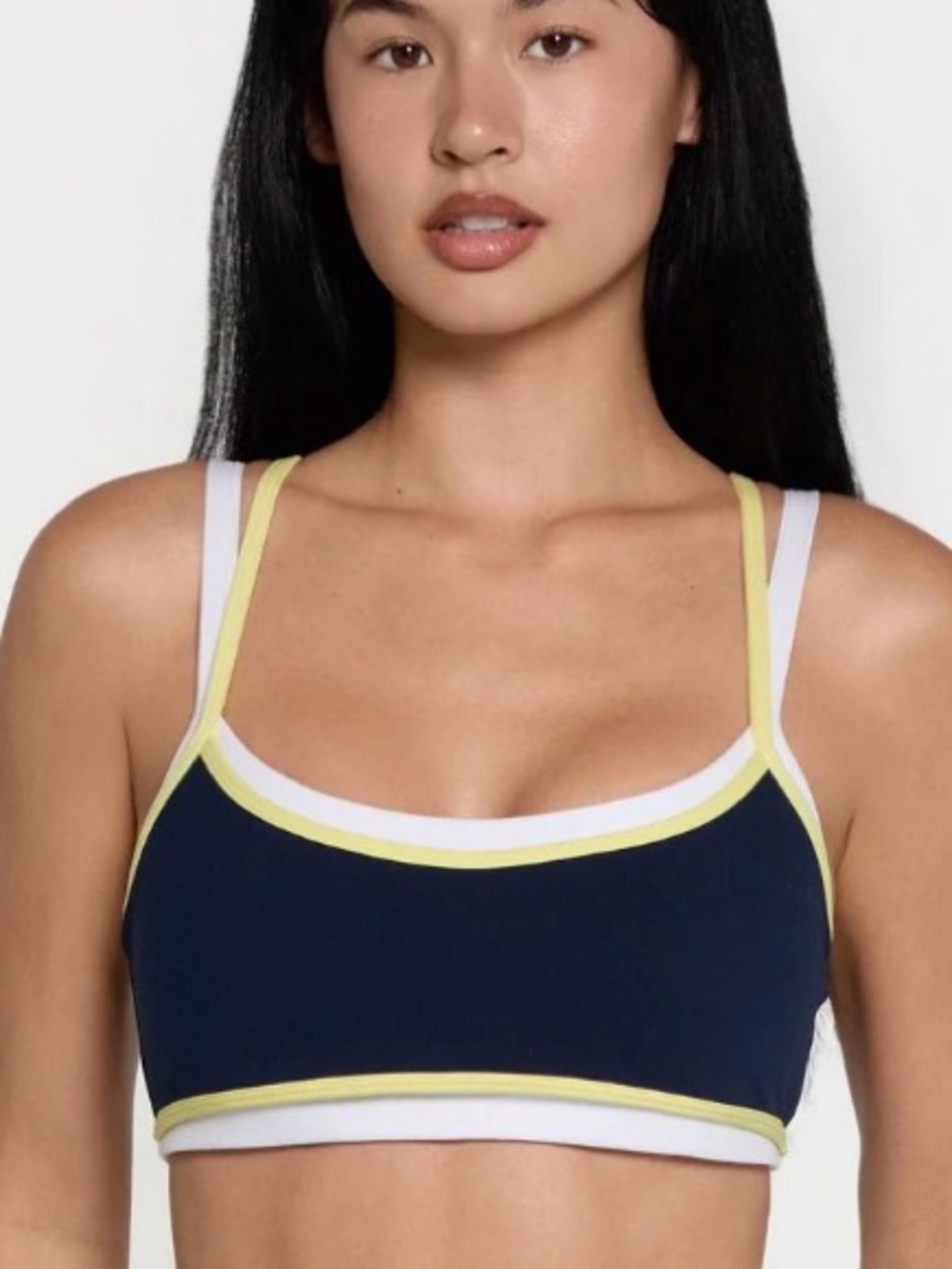 Form Navy and Lemon Binding Layered Bra Size Large